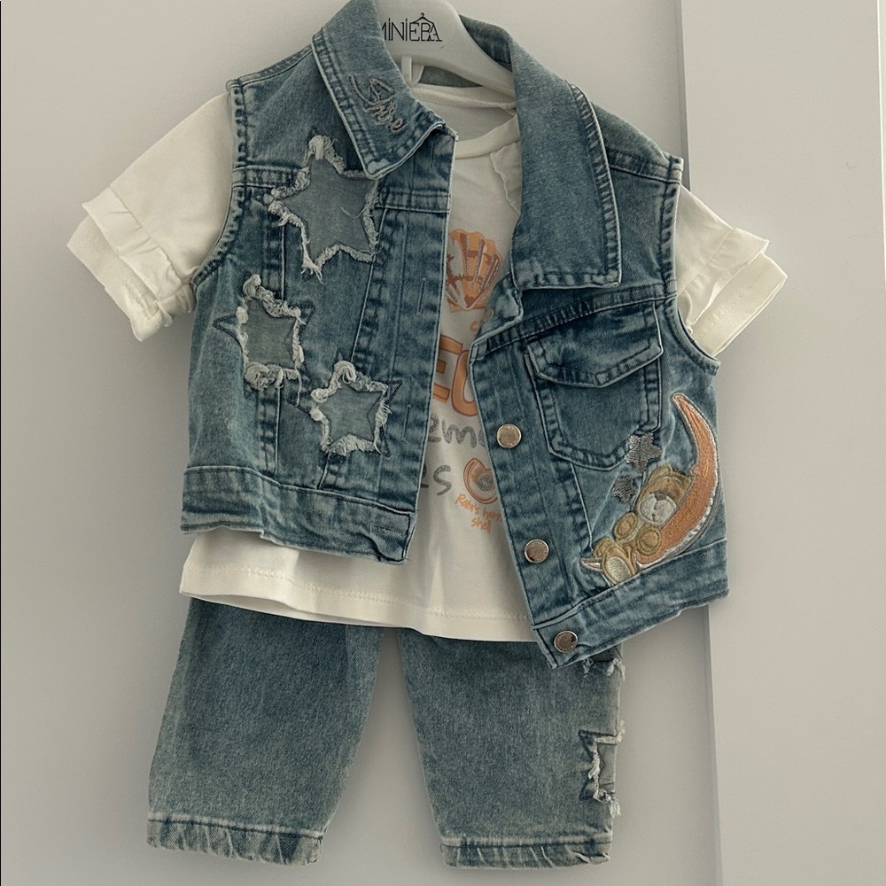 Miniera Denim Vest and Shorts Set - 9 months new without tags on hanger